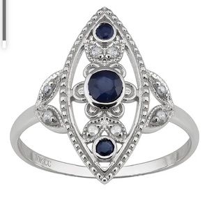 COPY - Vintage Silver Antique Style Genuine Round Blue Zircon Jewelry Ring Size…